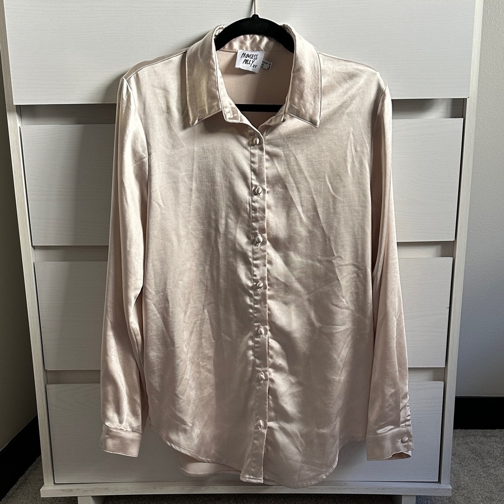 Princess Polly Champagne Satin Blouse